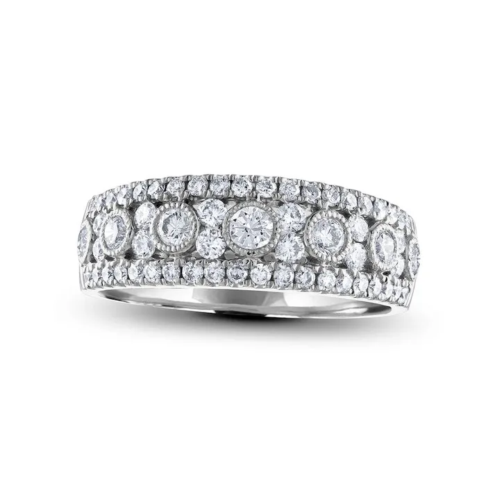 Rings Goldia 088 CT TW Natural Diamond Edge Antique VintageStyle Anniversary Band in Solid 14K White Gold Rings Goldia 088 CT TW Natural Diamond Edge Antique VintageStyle Anniversary Band in Solid 14K White Gold