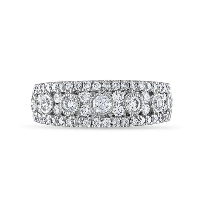 Rings Goldia 088 CT TW Natural Diamond Edge Antique VintageStyle Anniversary Band in Solid 14K White Gold Rings Goldia 088 CT TW Natural Diamond Edge Antique VintageStyle Anniversary Band in Solid 14K White Gold