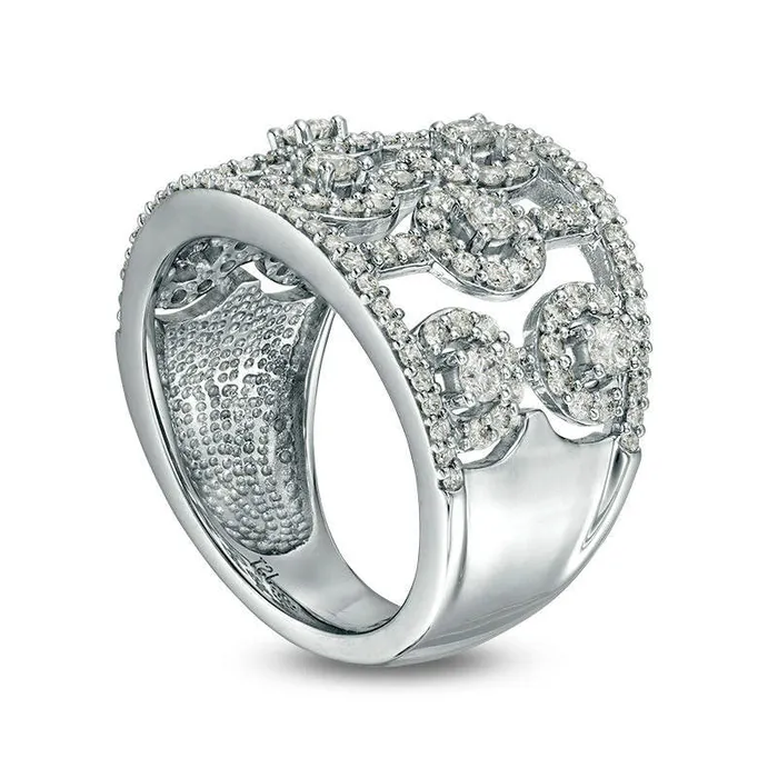 Rings Goldia 10 CT TW Natural Diamond Alternating Frame Ring in Solid 10K White Gold Rings Goldia 10 CT TW Natural Diamond Alternating Frame Ring in Solid 10K White Gold