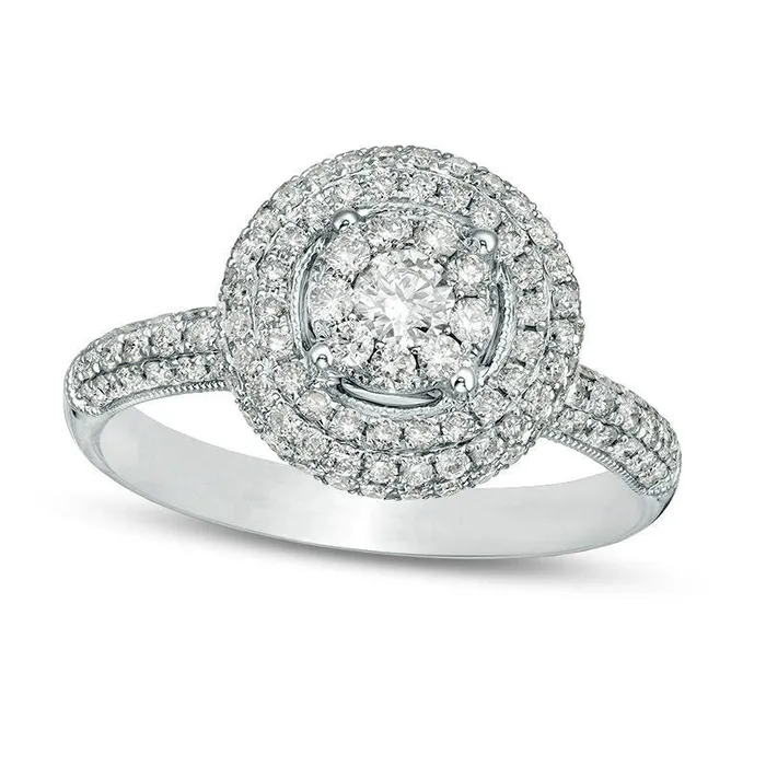 Rings Goldia 10 CT TW Natural Diamond Double Frame Engagement Ring in Solid 14K White Gold Rings Goldia 10 CT TW Natural Diamond Double Frame Engagement Ring in Solid 14K White Gold