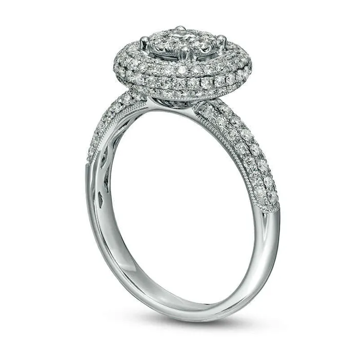 Rings Goldia 10 CT TW Natural Diamond Double Frame Engagement Ring in Solid 14K White Gold Rings Goldia 10 CT TW Natural Diamond Double Frame Engagement Ring in Solid 14K White Gold