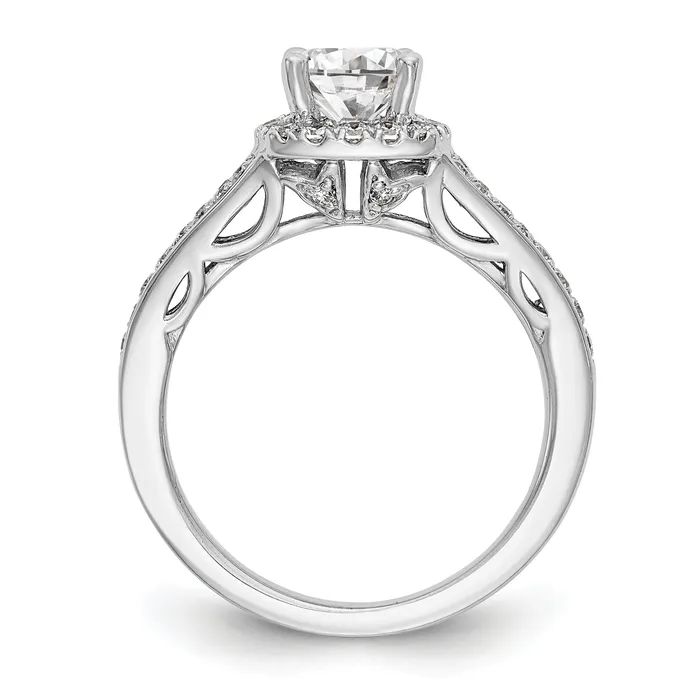 Rings Goldia 100ct CZ Solid Real 14K White Gold Round Cushion Halo Engagement Ring
