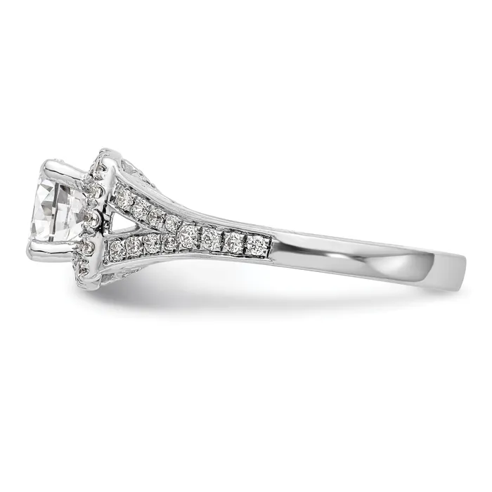 Rings Goldia 100ct CZ Solid Real 14K White Gold Round Cushion Halo Engagement Ring