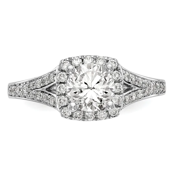 Rings Goldia 100ct CZ Solid Real 14K White Gold Round Cushion Halo Engagement Ring