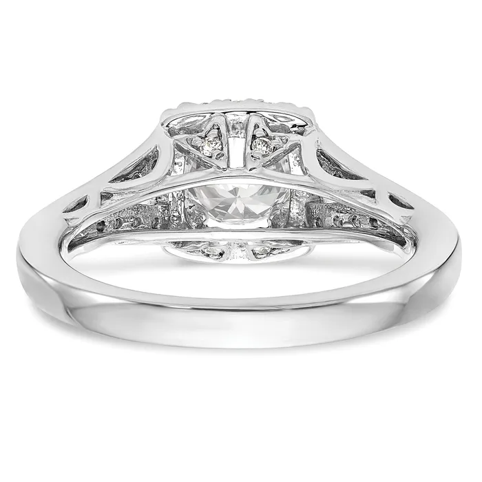 Rings Goldia 100ct CZ Solid Real 14K White Gold Round Cushion Halo Engagement Ring