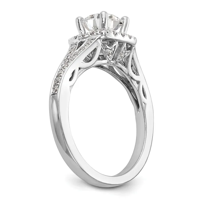 Rings Goldia 100ct CZ Solid Real 14K White Gold Round Cushion Halo Engagement Ring