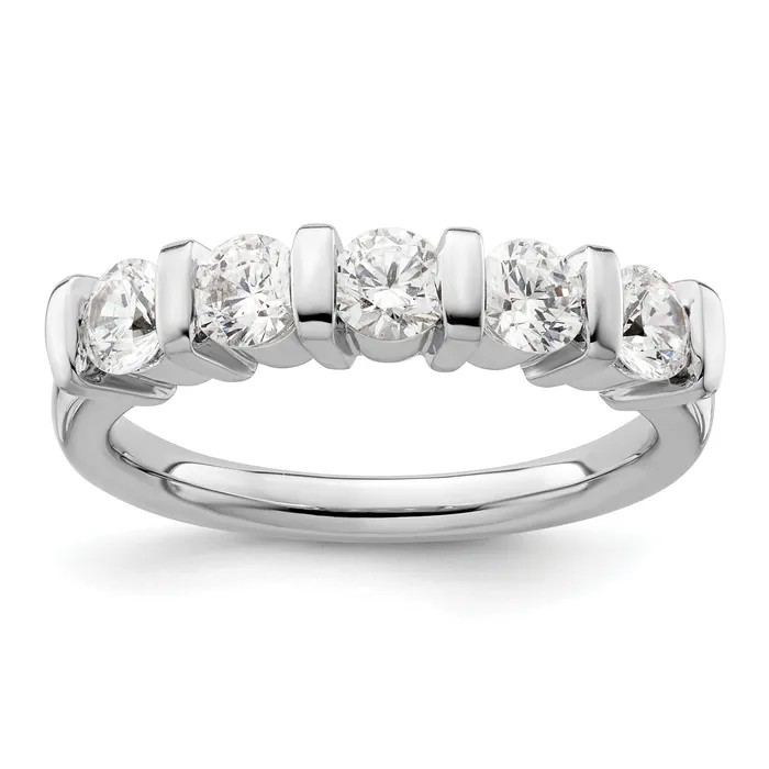 Rings Goldia 110ct CZ Solid Real 14K White Gold 5Stone Wedding Band Ring Rings Goldia 110ct CZ Solid Real 14K White Gold 5Stone Wedding Band Ring