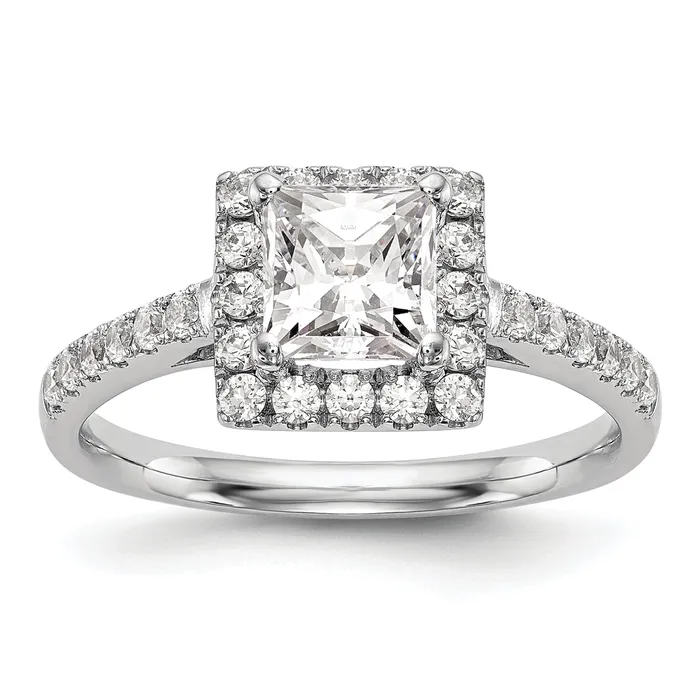 Rings Goldia 125ct CZ Solid Real 14K White Gold Princess Square Halo Engagement Ring Rings Goldia 125ct CZ Solid Real 14K White Gold Princess Square Halo Engagement Ring