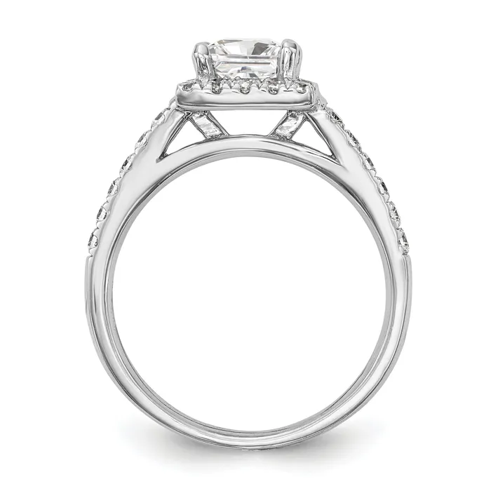 Rings Goldia 125ct CZ Solid Real 14K White Gold Princess Square Halo Engagement Ring