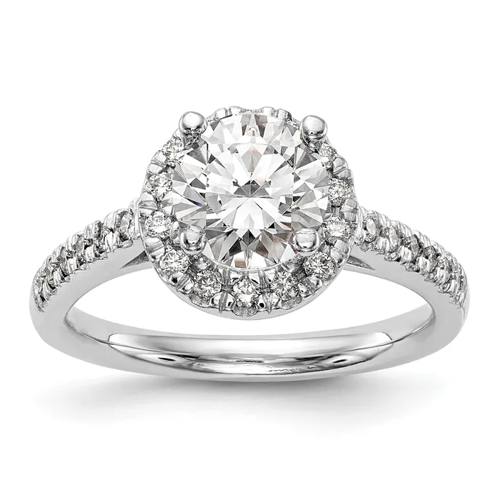 Rings Goldia 125ct CZ Solid Real 14K White Gold Round Halo Engagement Ring