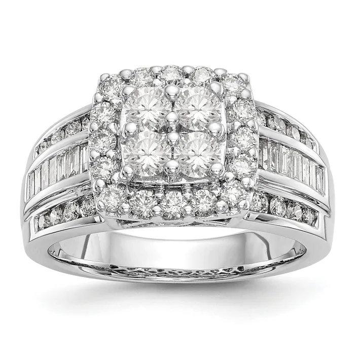 Rings Goldia 145ct CZ Solid Real 14K White Gold Complete Cluster Engagement Ring Rings Goldia 145ct CZ Solid Real 14K White Gold Complete Cluster Engagement Ring