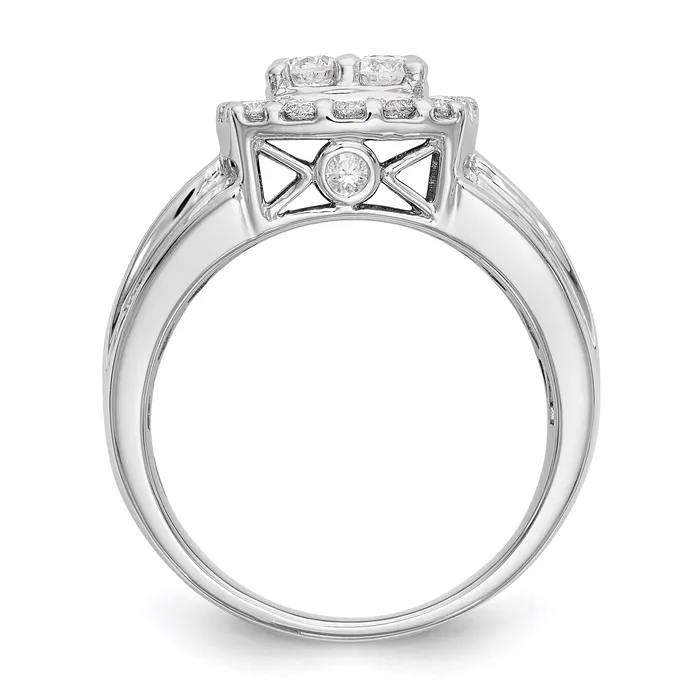 Rings Goldia 145ct CZ Solid Real 14K White Gold Complete Cluster Engagement Ring