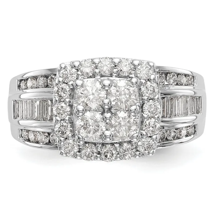 Rings Goldia 145ct CZ Solid Real 14K White Gold Complete Cluster Engagement Ring