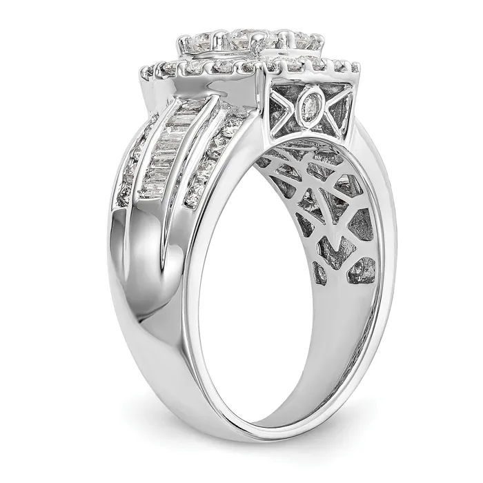 Rings Goldia 145ct CZ Solid Real 14K White Gold Complete Cluster Engagement Ring