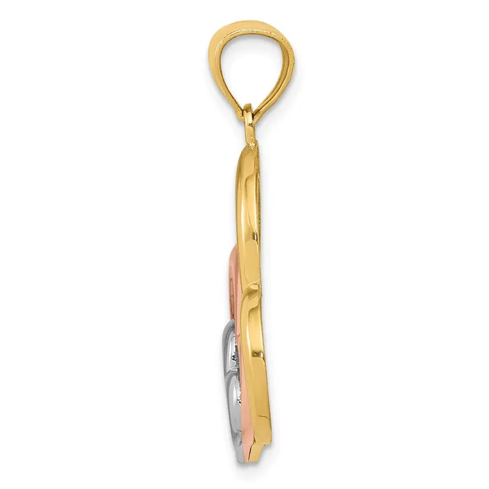 Rings Goldia 14k Twotone Gold and White Rhodium Polished 3 Hearts Pendant