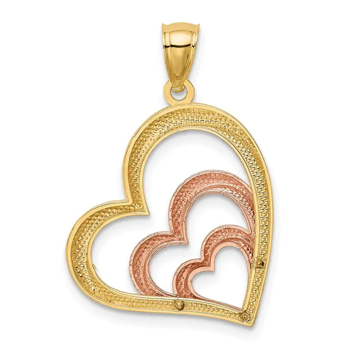 Rings Goldia 14k Twotone Gold and White Rhodium Polished 3 Hearts Pendant