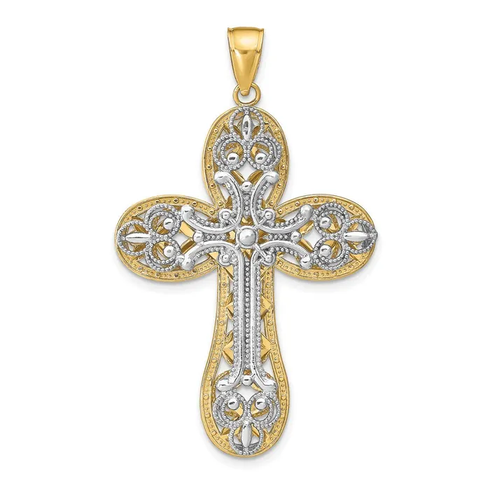 Rings Goldia 14k Twotone Gold Diamondcut Layered Cross Pendant