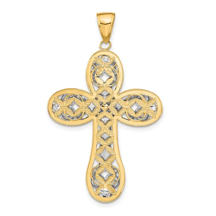 Rings Goldia 14k Twotone Gold Diamondcut Layered Cross Pendant