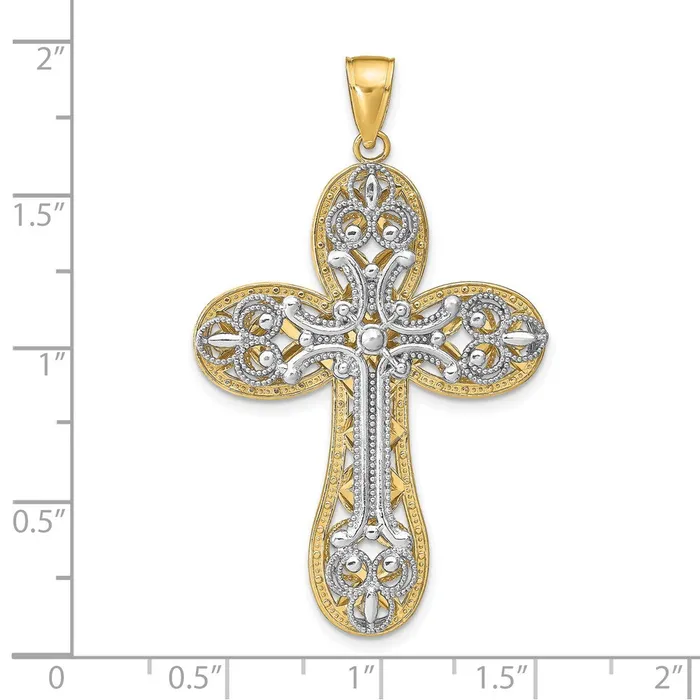 Rings Goldia 14k Twotone Gold Diamondcut Layered Cross Pendant
