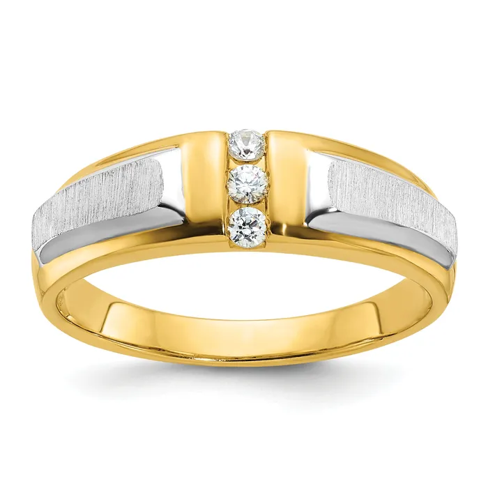 Rings Goldia 14k Twotone Two Tone 18 Ct Lab Grown Diamond VSSI G Polished and Satin Mens Three Stone Ring Rings Goldia 14k Twotone Two Tone 18 Ct Lab Grown Diamond VSSI G Polished and Satin Mens Three Stone Ring