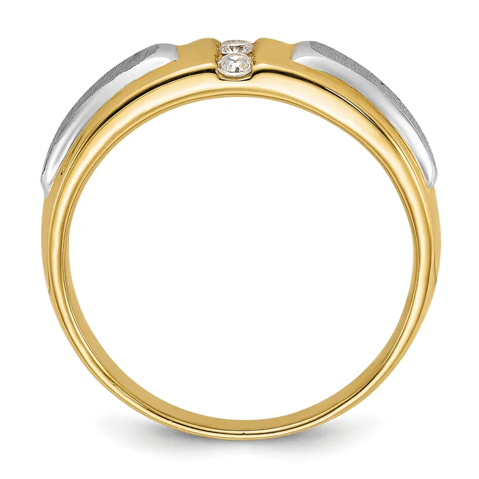 Rings Goldia 14k Twotone Two Tone 18 Ct Lab Grown Diamond VSSI G Polished and Satin Mens Three Stone Ring