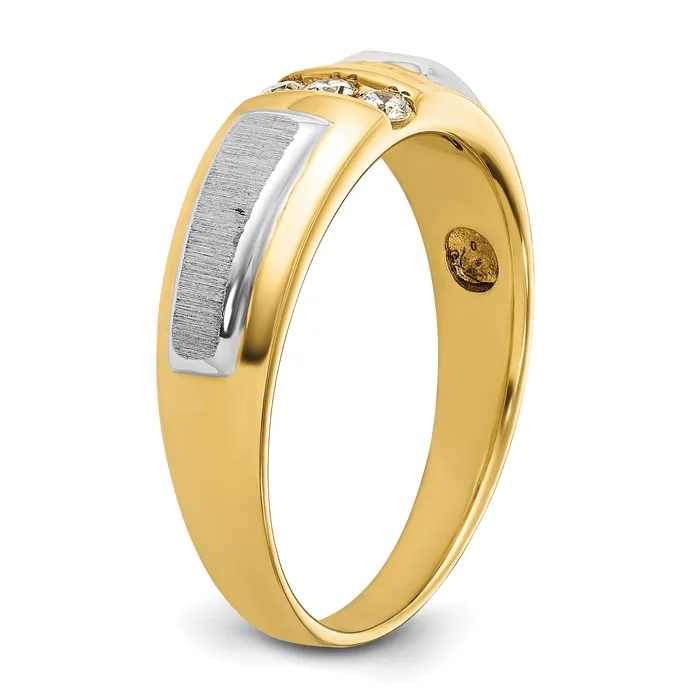 Rings Goldia 14k Twotone Two Tone 18 Ct Lab Grown Diamond VSSI G Polished and Satin Mens Three Stone Ring