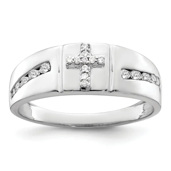 Rings Goldia 14k White Gold 14 Ct Lab Grown Diamond VSSI G Cross Mens Band Ring Rings Goldia 14k White Gold 14 Ct Lab Grown Diamond VSSI G Cross Mens Band Ring