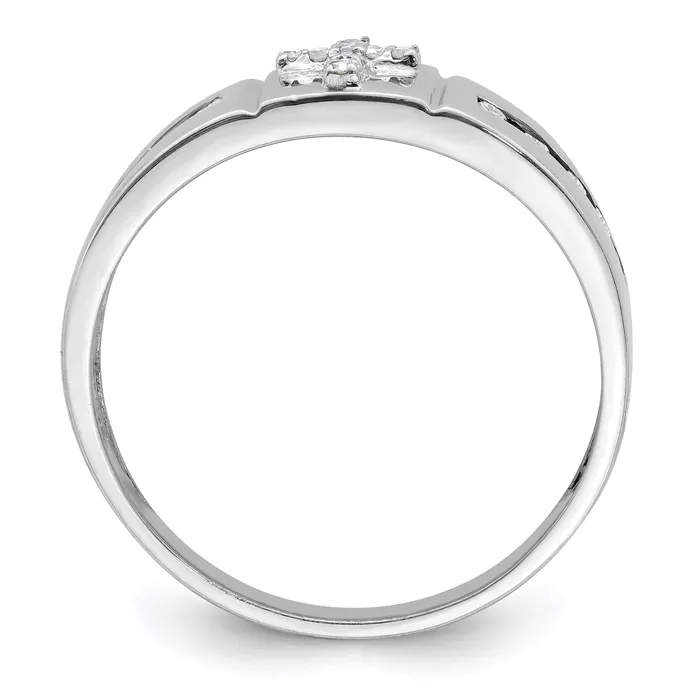 Rings Goldia 14k White Gold 14 Ct Lab Grown Diamond VSSI G Cross Mens Band Ring