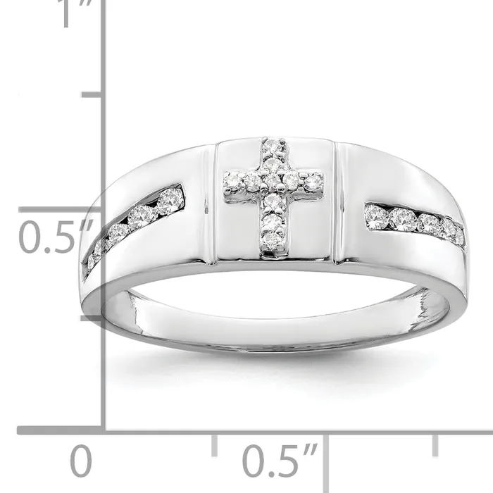 Rings Goldia 14k White Gold 14 Ct Lab Grown Diamond VSSI G Cross Mens Band Ring