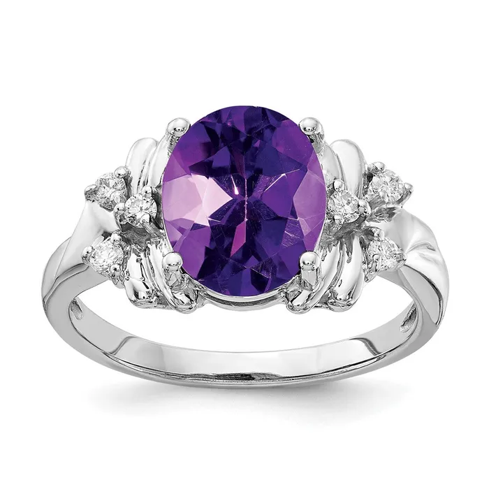 Rings Goldia 14k White Gold 10x8mm Oval Amethyst AAA Diamond ring