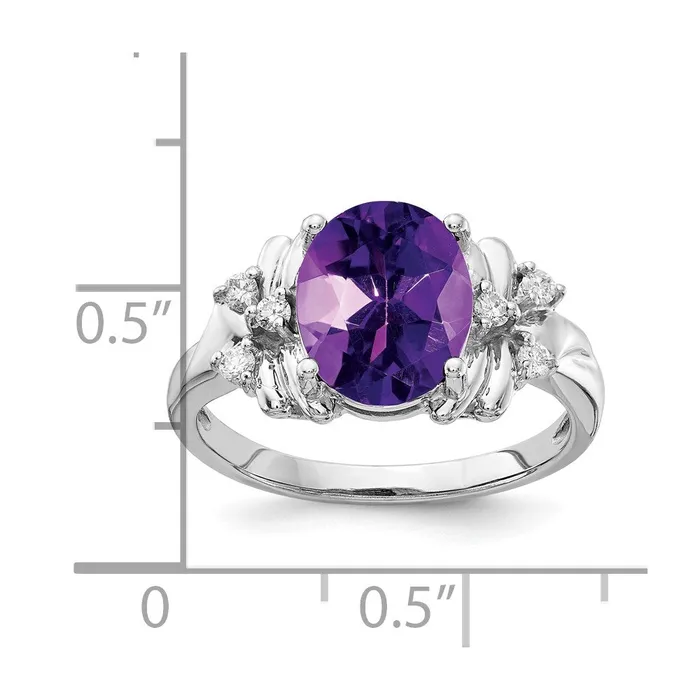 Rings Goldia 14k White Gold 10x8mm Oval Amethyst AAA Diamond ring