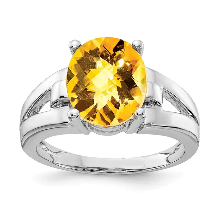 Rings Goldia 14k White Gold 11x9mm Oval Citrine Checker ring