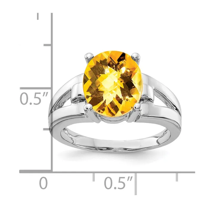 Rings Goldia 14k White Gold 11x9mm Oval Citrine Checker ring