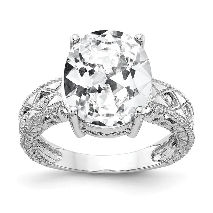 Rings Goldia 14k White Gold 12x10mm Oval Cubic Zirconia AA Diamond Ring