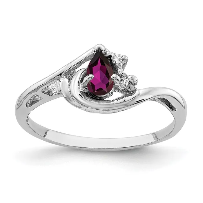 Rings Goldia 14k White Gold 5x3mm Pear Rhodolite Garnet A Diamond ring