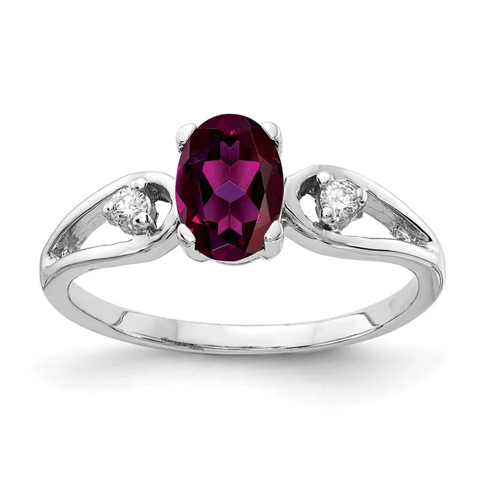 Rings Goldia 14k White Gold 7x5mm Oval Rhodolite Garnet A Diamond ring