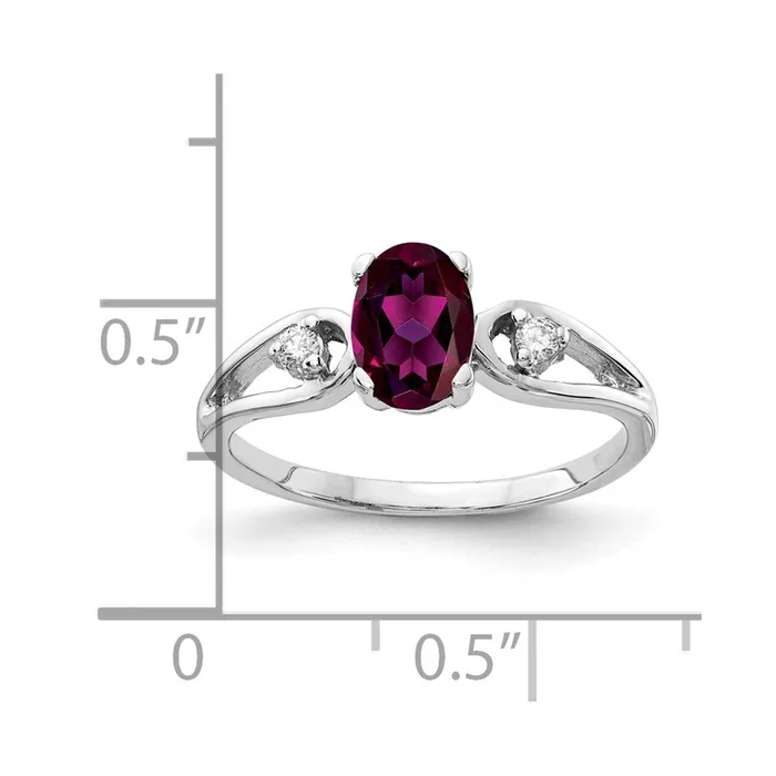 Rings Goldia 14k White Gold 7x5mm Oval Rhodolite Garnet A Diamond ring