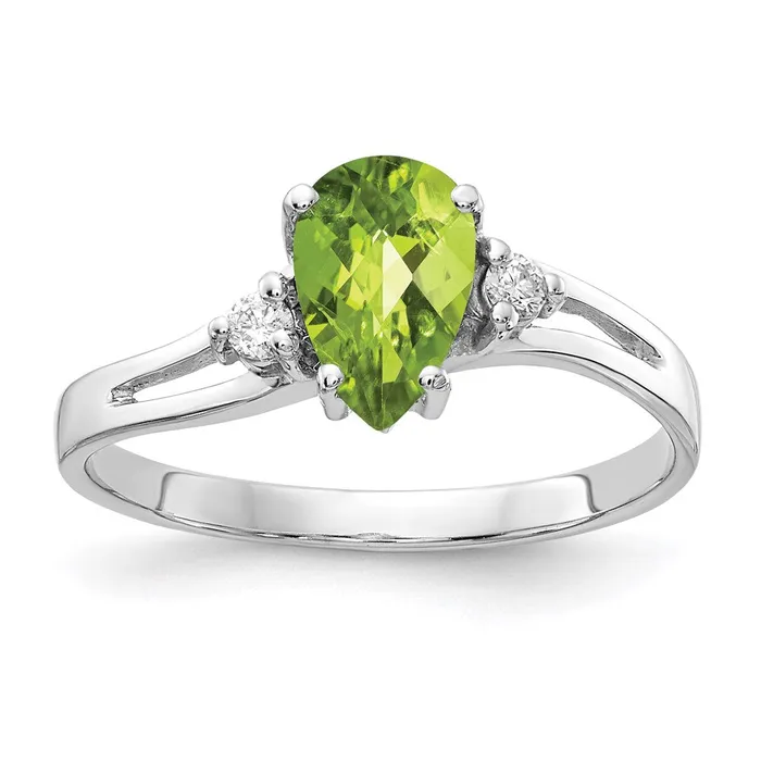 Rings Goldia 14k White Gold 7x5mm Pear Peridot Checker A Real Diamond ring Rings Goldia 14k White Gold 7x5mm Pear Peridot Checker A Real Diamond ring