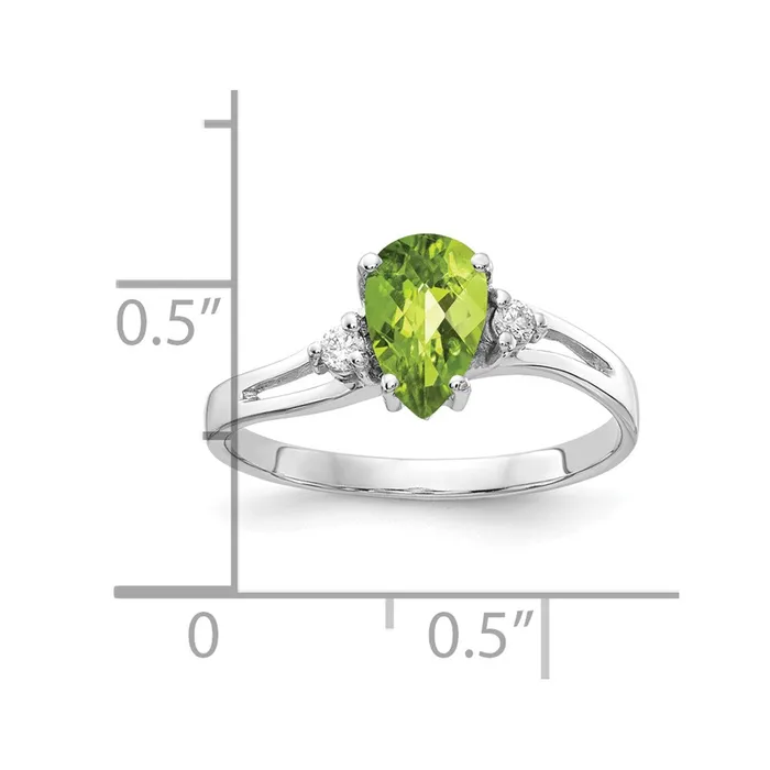 Rings Goldia 14k White Gold 7x5mm Pear Peridot Checker A Real Diamond ring