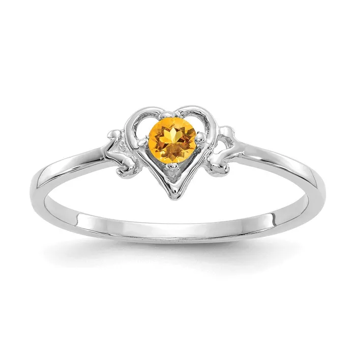 Rings Goldia 14K White Gold Citrine Birthstone Heart Ring
