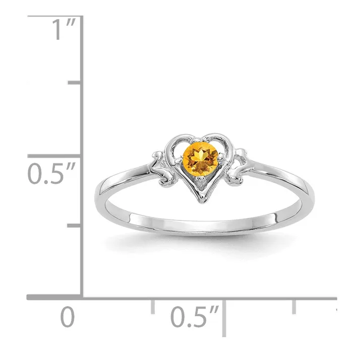 Rings Goldia 14K White Gold Citrine Birthstone Heart Ring