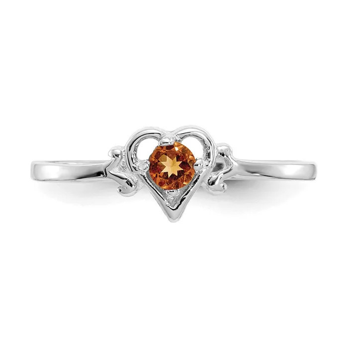 Rings Goldia 14K White Gold Citrine Birthstone Heart Ring