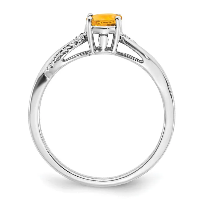 Rings Goldia 14k White Gold Oval Citrine and Real Diamond Ring
