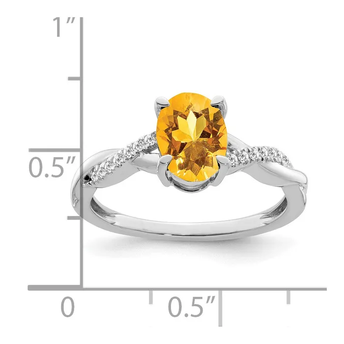Rings Goldia 14k White Gold Oval Citrine and Real Diamond Ring