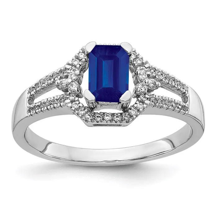 Rings Goldia 14k White Gold Real Diamond and Sapphire Ring
