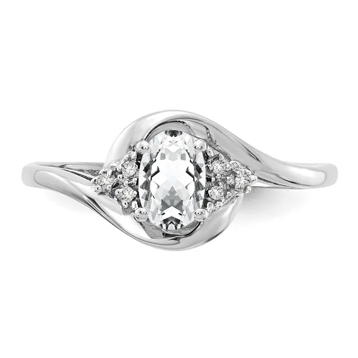 Rings Goldia 14k White Gold Topaz and Real Diamond Ring