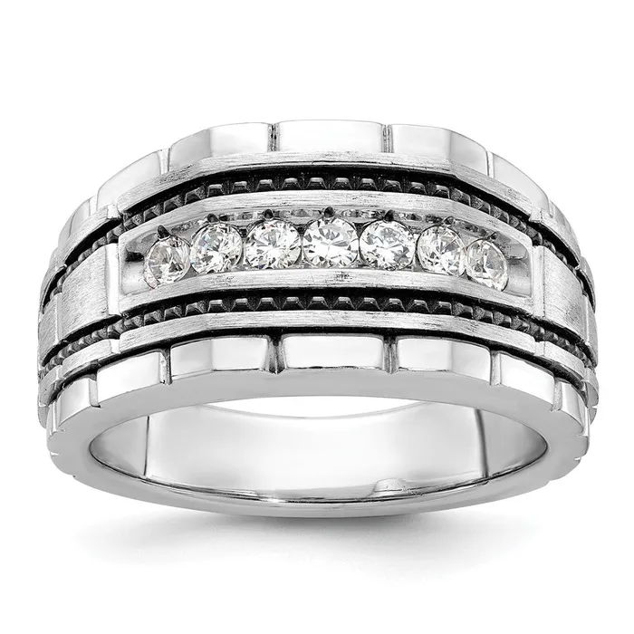 Rings Goldia 14k White Gold with Black Rhodium Mens Satin 12 carat Diamond Complete Ring