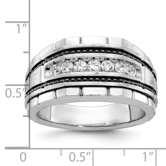 Rings Goldia 14k White Gold with Black Rhodium Mens Satin 12 carat Diamond Complete Ring