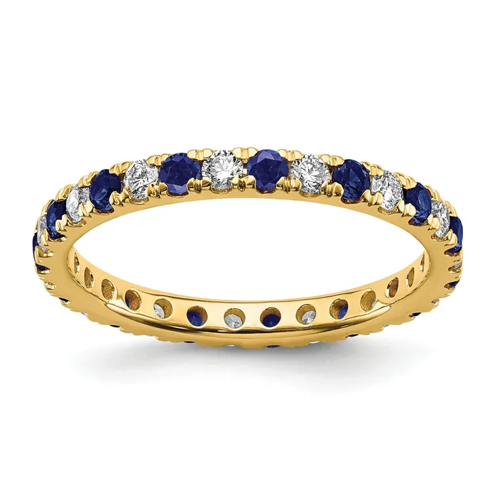 Rings Goldia 14k Yellow Gold 12 Ct Lab Grown Diamond VSSI G and Lab Created Blue Sapphire Eternity Band Ring Rings Goldia 14k Yellow Gold 12 Ct Lab Grown Diamond VSSI G and Lab Created Blue Sapphire Eternity Band Ring