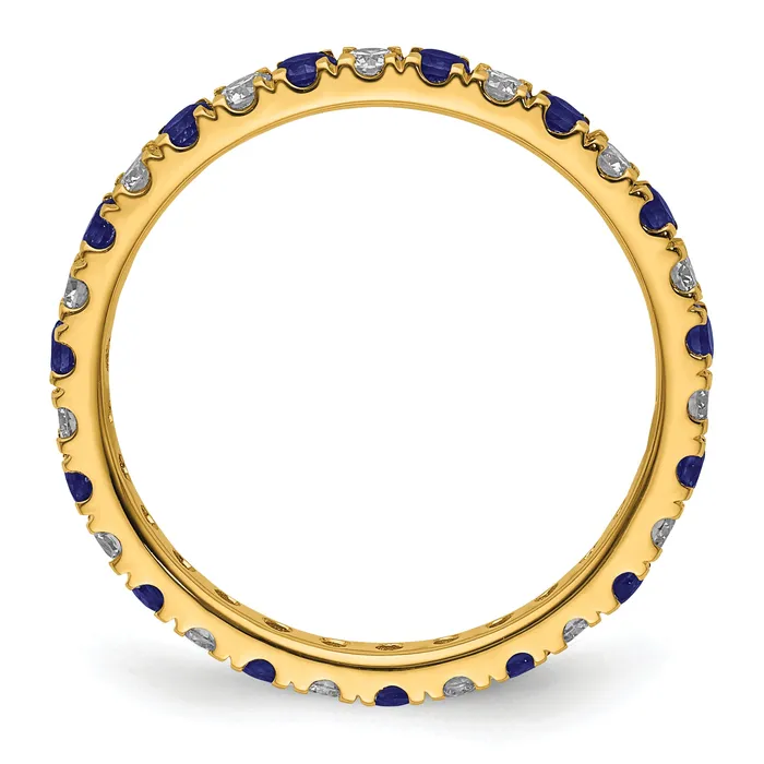Rings Goldia 14k Yellow Gold 12 Ct Lab Grown Diamond VSSI G and Lab Created Blue Sapphire Eternity Band Ring